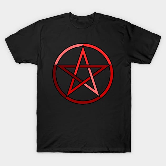 Red Pentagram Pentacle T-Shirt by Wicca Fairy